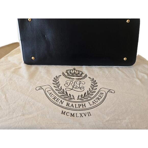 Large Ralph Lauren Lauren Newbury Black Leather Bag Tote Satchel - Picture 3 of 11